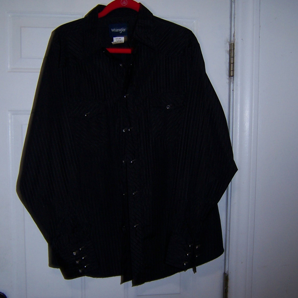 WRANGLER WESTERN SHIRT PEARL SNAPS XL BLACK